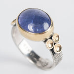 Kenai Tanzanite Ring in 18k Gold & Silver, Size 6 1/2