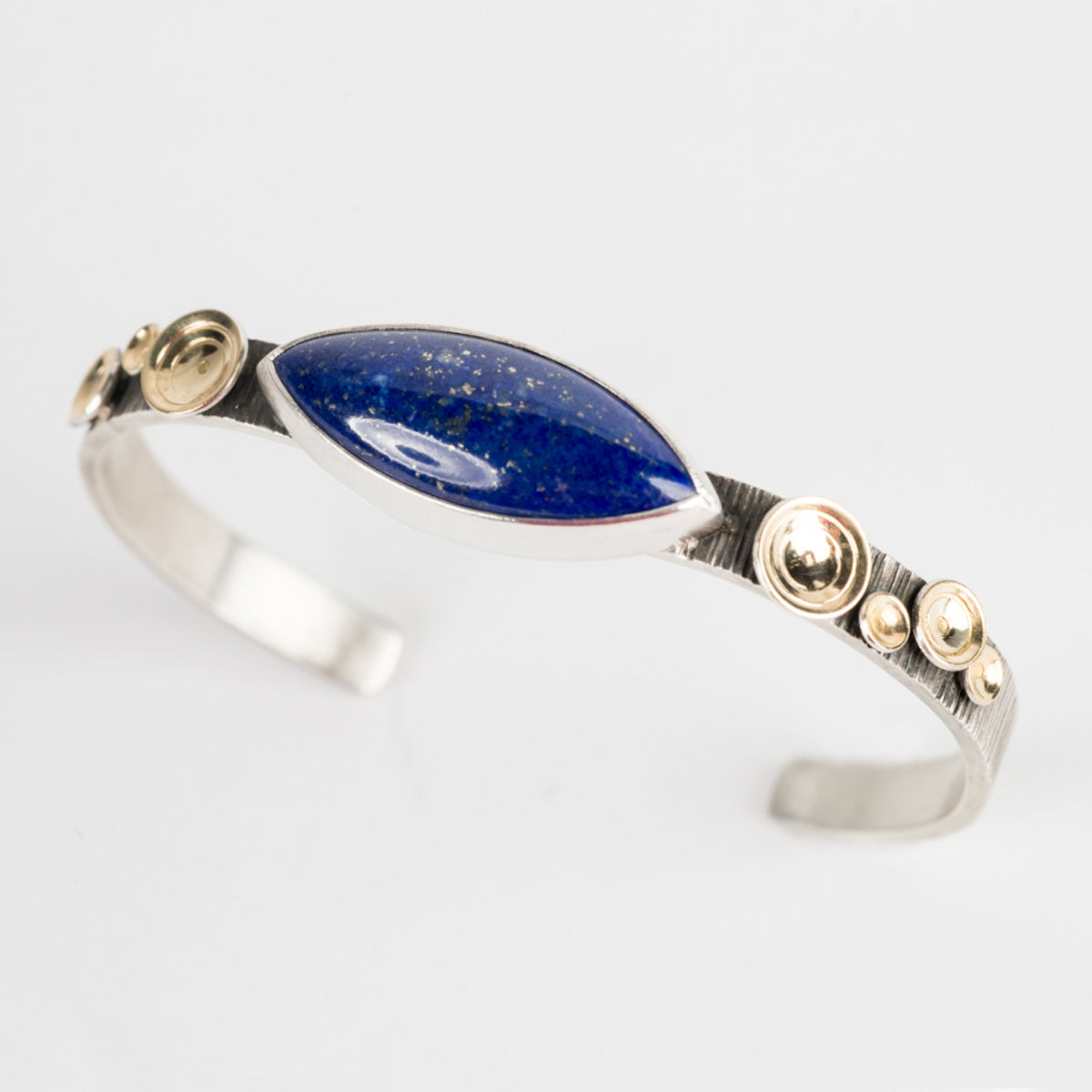 Kenai Lapis Lazuli Cuff Bracelet in Silver & Gold