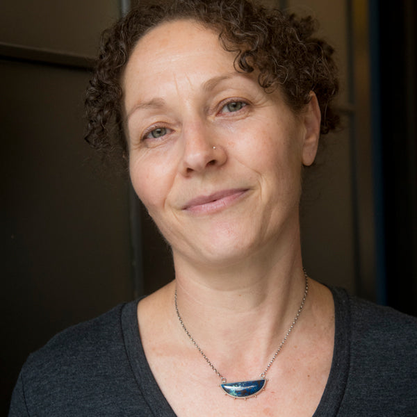 Ceres Shattuckite Arc Pendant with Granule Halo