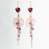 Gaia Strawberry Quartz Flower Dangles