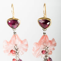 Gaia Strawberry Quartz Flower Dangles
