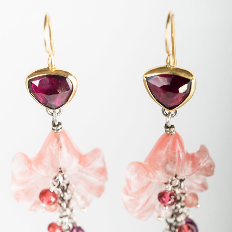 Gaia Strawberry Quartz Flower Dangles