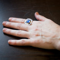 Tresco Lapis Doublet in 18k Gold & Silver - size 7 1/2