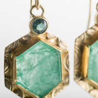 Madeira Emerald & Indicolite Tourmaline Earrings in Solid Gold