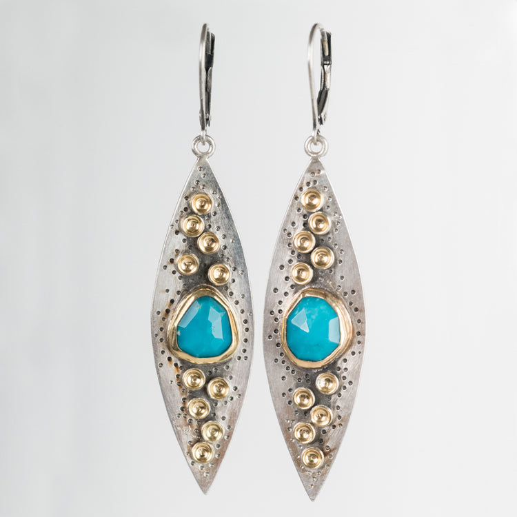 Sargasso Teal Turquoise Dangle Earrings