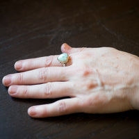 Hailey Turquoise Ring w/ Granule Halo - size 7 1/2