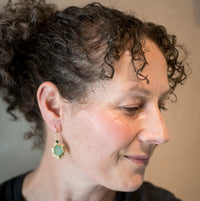 Madeira Emerald & Indicolite Tourmaline Earrings in Solid Gold