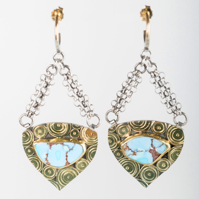 Crete Golden Hill Turquoise Chandelier Earrings