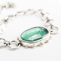 Ceres Green Amethyst Bezel & Chain Bracelet