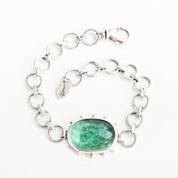 Ceres Green Amethyst Bezel & Chain Bracelet