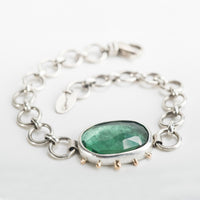 Ceres Green Amethyst Bezel & Chain Bracelet