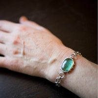 Ceres Green Amethyst Bezel & Chain Bracelet