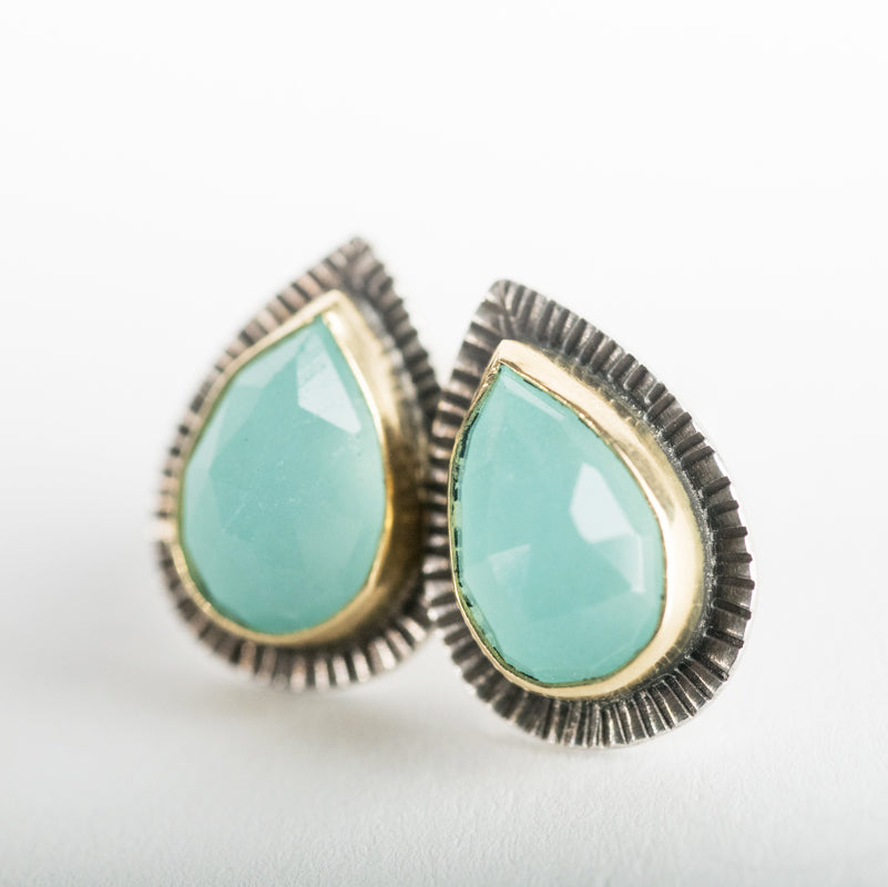Sorento Blue Chalcedony Stud Earrings