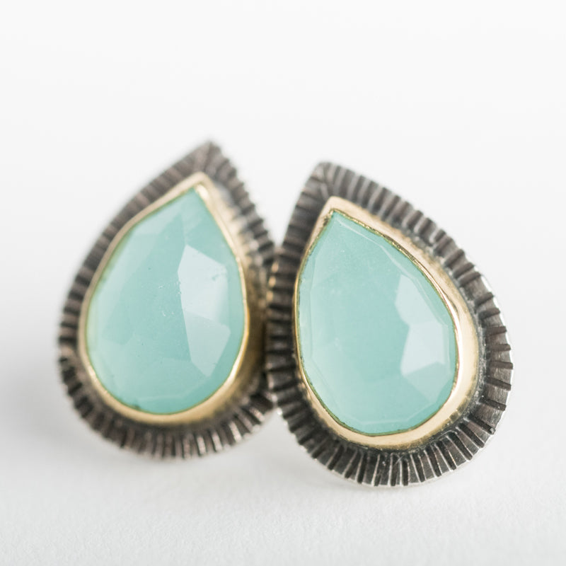 Sorento Blue Chalcedony Stud Earrings