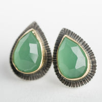 Sorento Green Chalcedony Stud Earrings