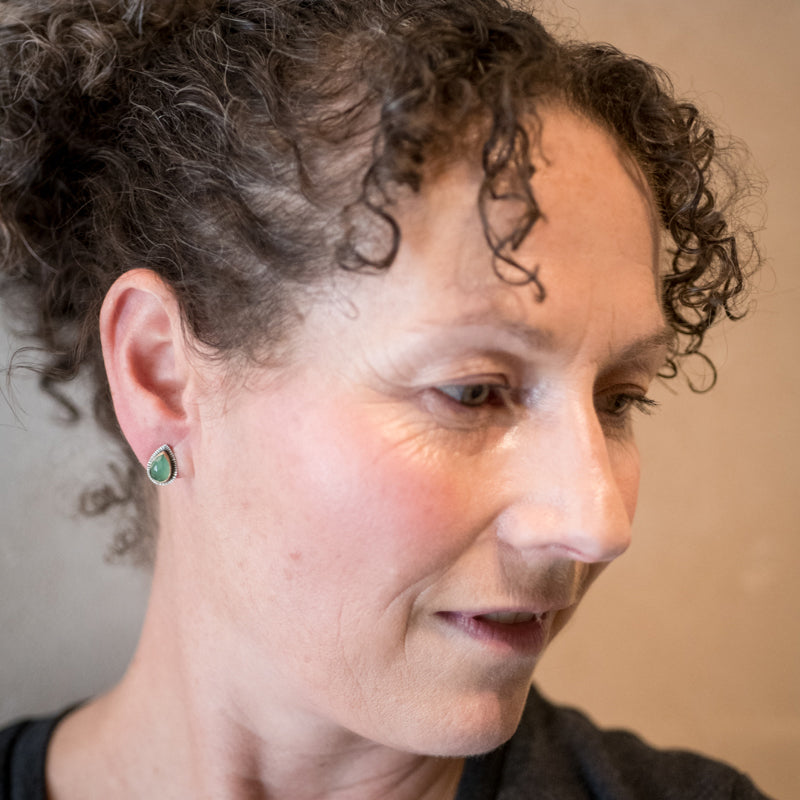 Sorento Green Chalcedony Stud Earrings