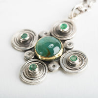 Margarita Blue Green Tourmaline and Emerald Pendant