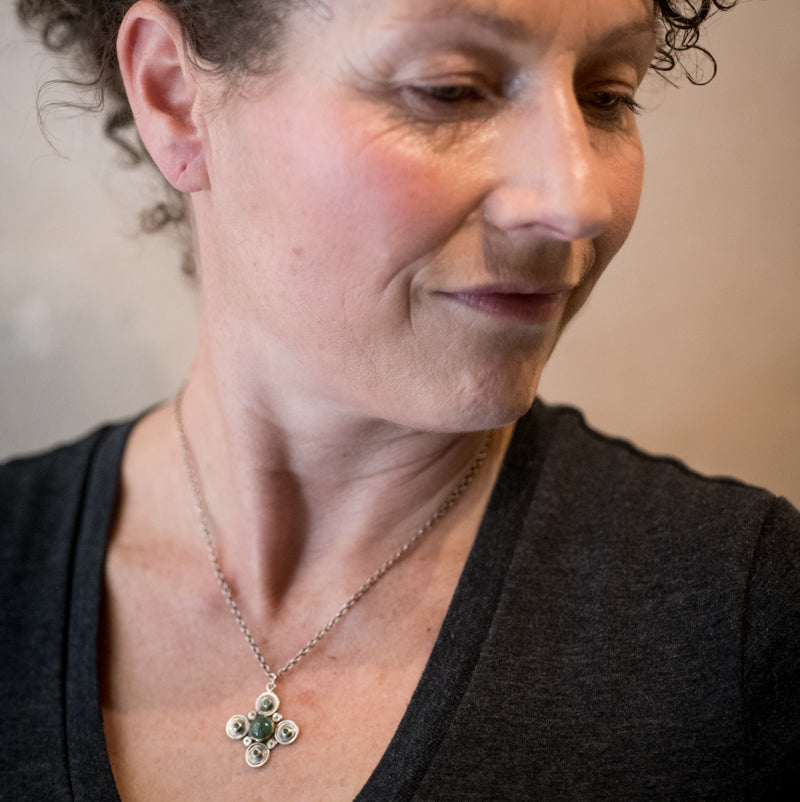 Margarita Blue Green Tourmaline and Emerald Pendant