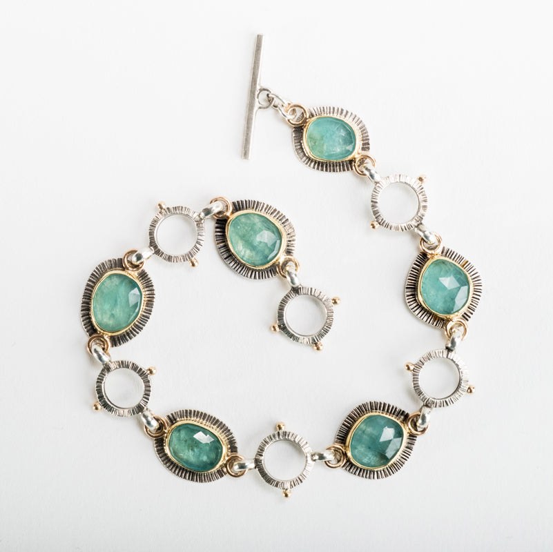 Messina Aqua Grandidierite Bracelet in Gold & Silver