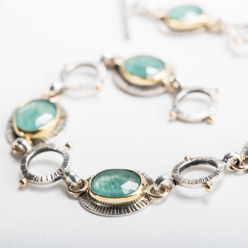 Messina Aqua Grandidierite Bracelet in Gold & Silver