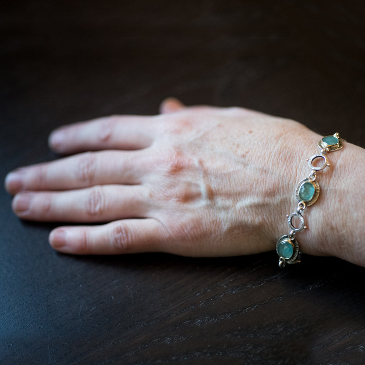 Messina Aqua Grandidierite Bracelet in Gold & Silver