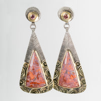 Elba Confetti Agate & Pink Garnet Dangle Earrings