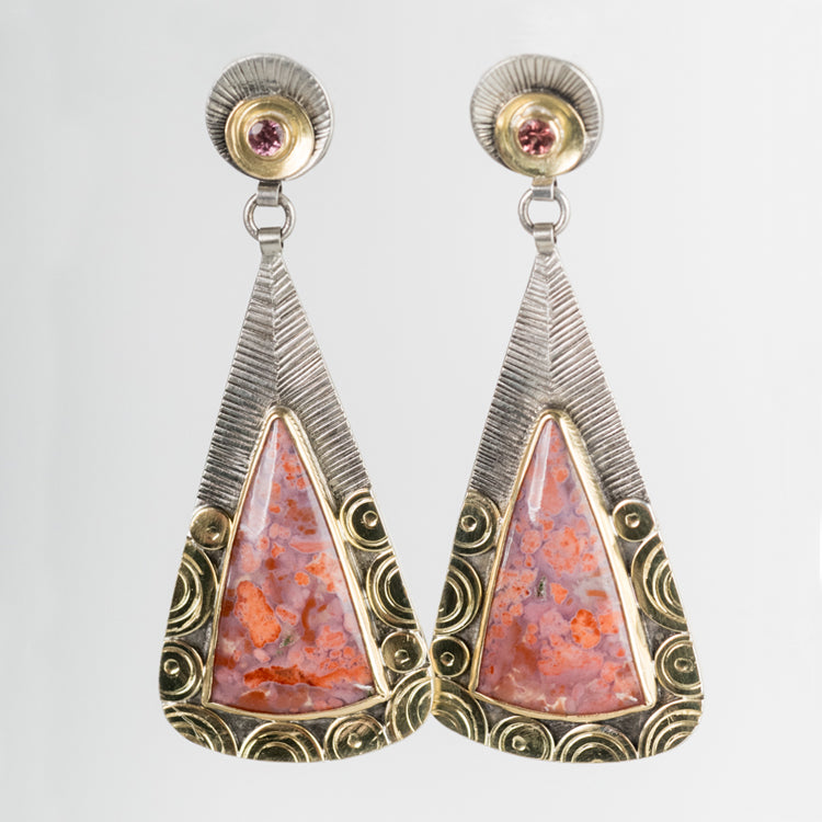 Elba Confetti Agate & Pink Garnet Dangle Earrings