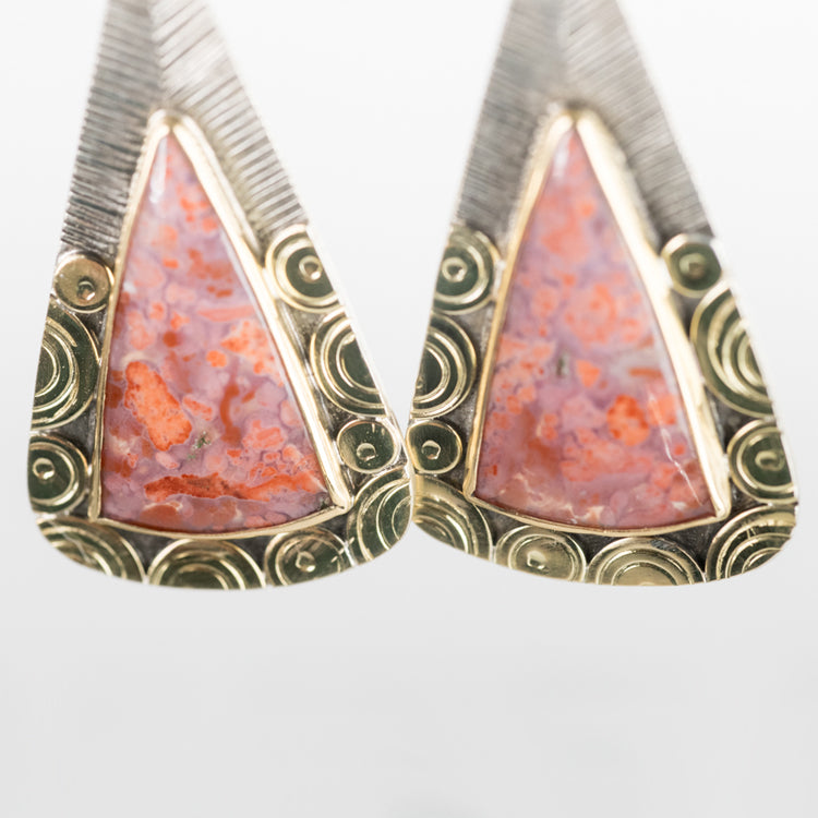 Elba Confetti Agate & Pink Garnet Dangle Earrings