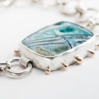 Ceres Opalized Crysocolla Bezel & Chain Bracelet
