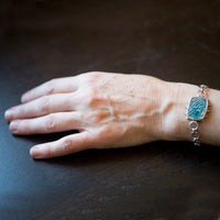 Ceres Opalized Crysocolla Bezel & Chain Bracelet