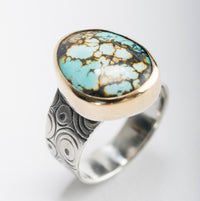 Majorca Turquoise Ring in Gold & Silver - size 7 1/2