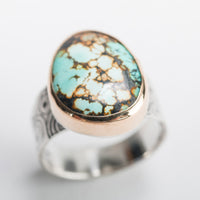Majorca Turquoise Ring in Gold & Silver - size 7 1/2