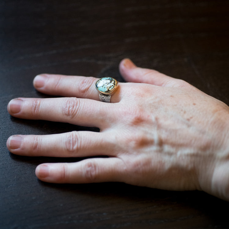 Majorca Turquoise Ring in Gold & Silver - size 7 1/2