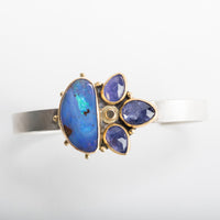 Aurora Boulder Opal & Tanzanite Cuff Bracelet - Small