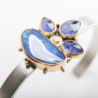 Aurora Boulder Opal & Tanzanite Cuff Bracelet - Small