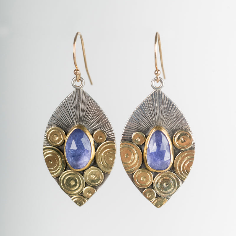 Antigua Tanzanite Earrings in Gold & Silver
