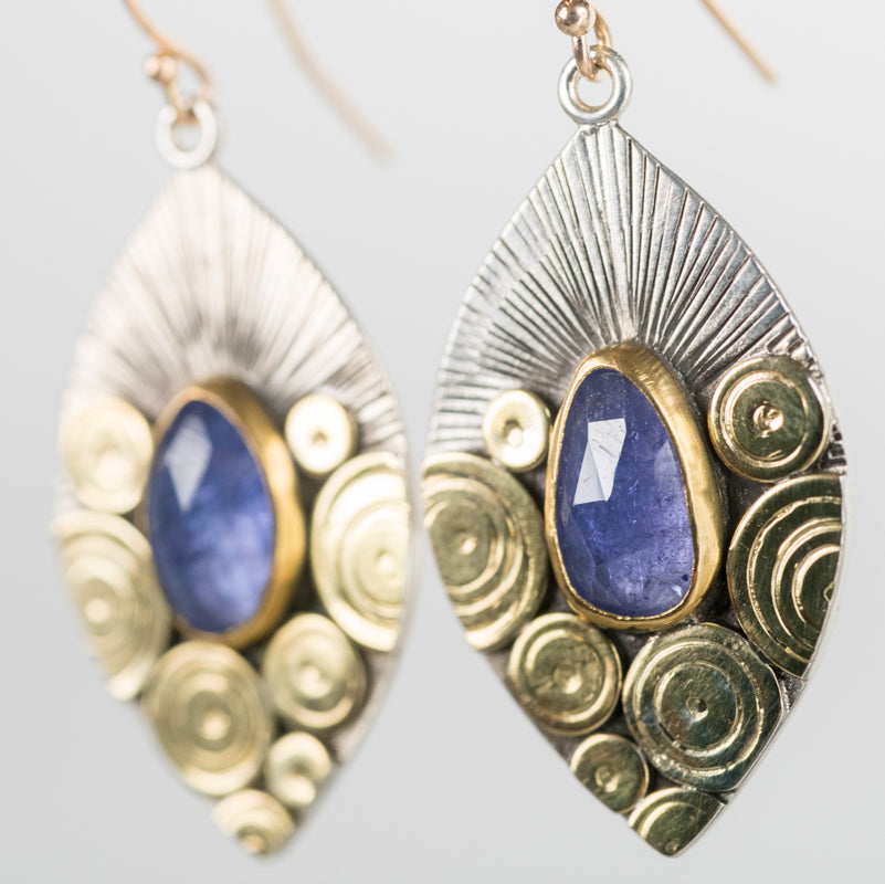 Antigua Tanzanite Earrings in Gold & Silver