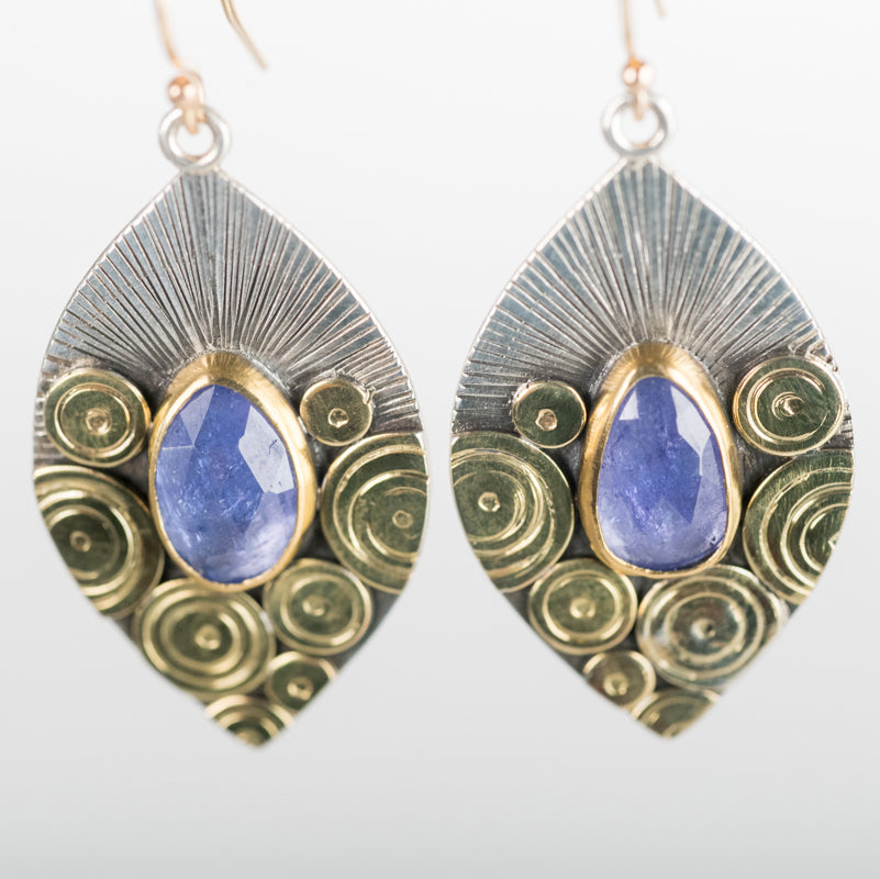 Antigua Tanzanite Earrings in Gold & Silver
