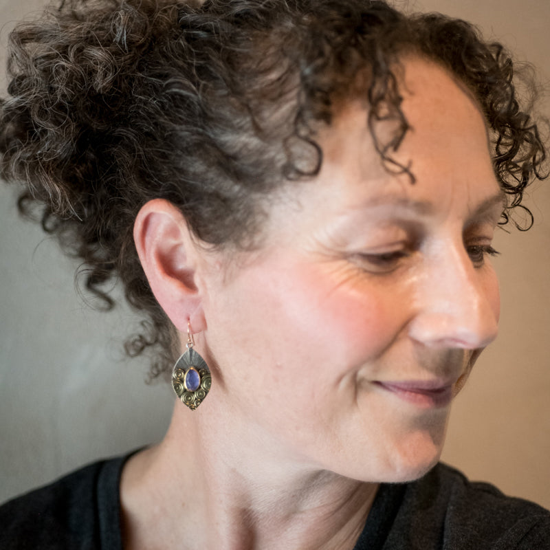 Antigua Tanzanite Earrings in Gold & Silver