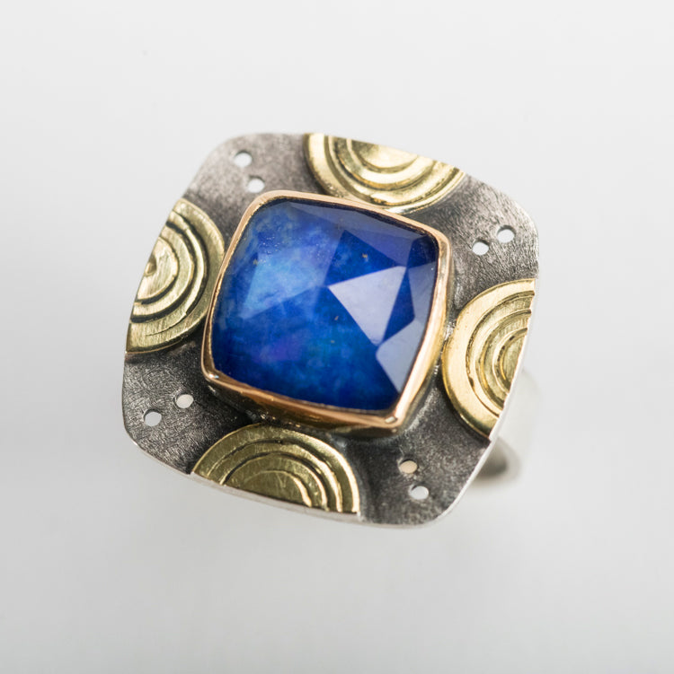 Tresco Lapis Doublet in 18k Gold & Silver - size 7 1/2