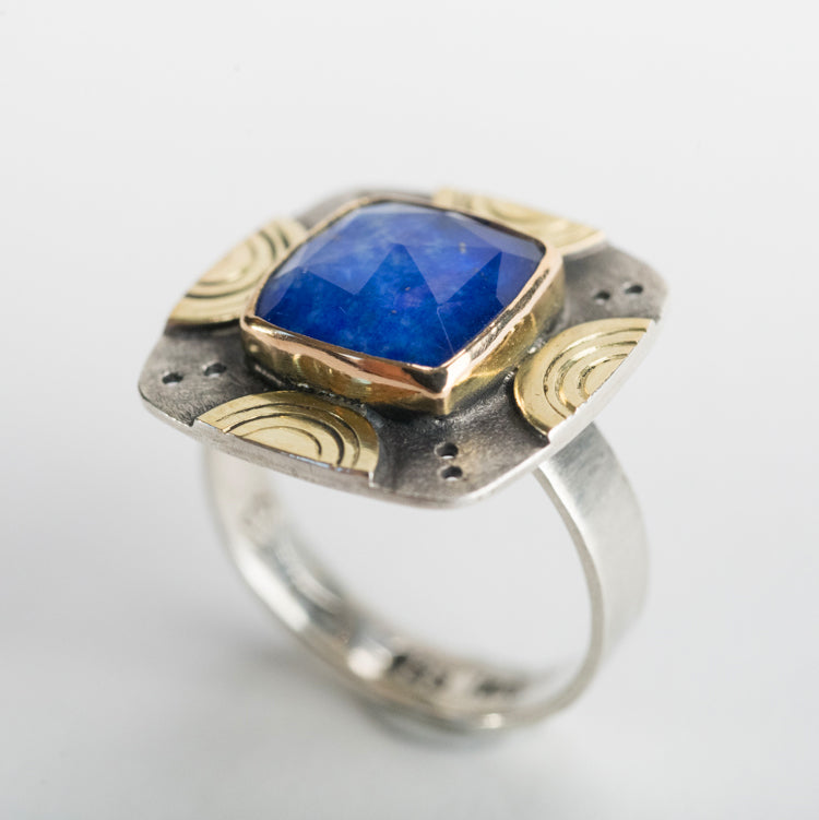 Tresco Lapis Doublet in 18k Gold & Silver - size 7 1/2