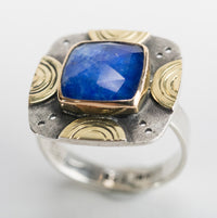 Tresco Lapis Doublet in 18k Gold & Silver - size 7 1/2