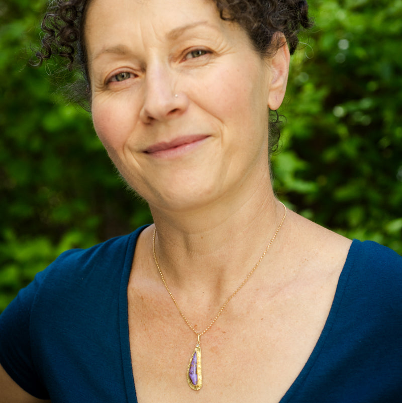 Madeira Boulder Opal & Diamond Pendant in 18k Gold