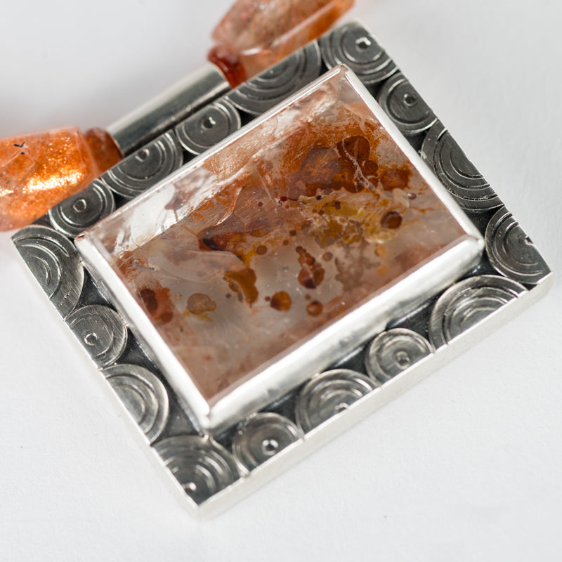 Tortuga Marcasite in Quartz & Sunstone Necklace