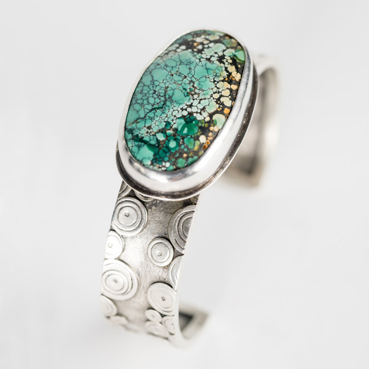 Aleutian Hubei Turquoise Nugget Cuff Bracelet