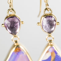Europa Boulder Opal and Pink Amethyst Earrings in Gold & Silver