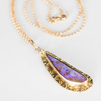 Madeira Boulder Opal & Diamond Pendant in 18k Gold