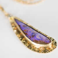 Madeira Boulder Opal & Diamond Pendant in 18k Gold