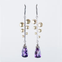 Caspian Fern Leaf Earrings w/ Moss Amethyst