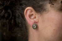Cyprus Watermelon Tourmaline Studs w/ disk halo
